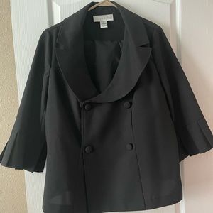 Women’s 2 piece black skirt and jacket shirt, size 16W, previously worn.